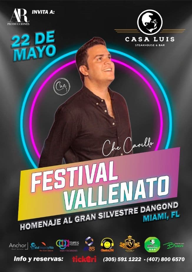 Event - CHE CARRILLO HOMENAJE A SILVESTRE DANGOND - MIAMI- DORAL - Doral, Florida - May 22, 2021 | concert tickets