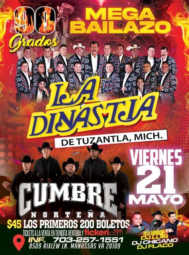 Event - Mega Bailazo con La Dinastia de Tuzantla y Cumbre Nortena en Vivo! POSTPUESTO - Manassas, Virginia - May 21, 2021 | concert tickets