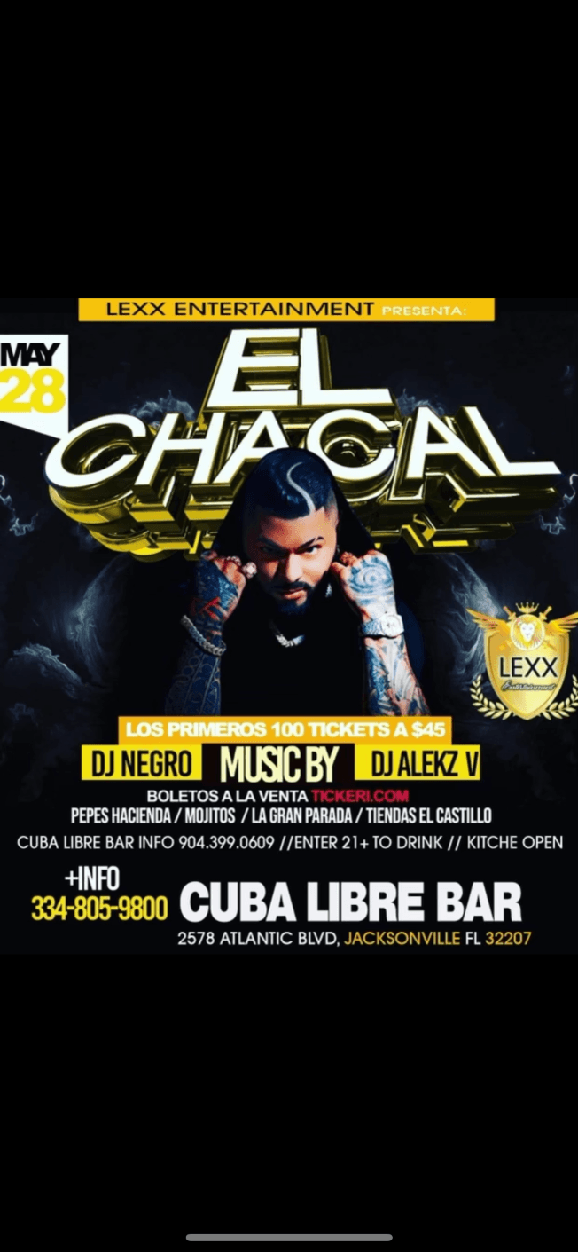 Event - EL CHACAL - Jacksonville, Florida - May 28, 2021 | concert tickets