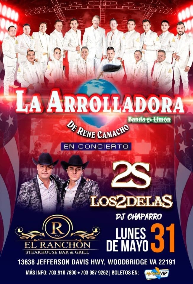 Event - La Arrolladora Banda Limon y Los 2Delas en Vivo! - Woodbridge, Virginia - May 31, 2021 | concert tickets