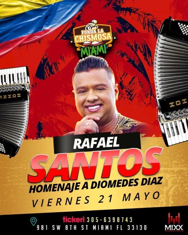 Event - Rafael Santos Homenaje a Diomedes Diaz en Vivo! - Miami, Florida - May 21, 2021 | concert tickets