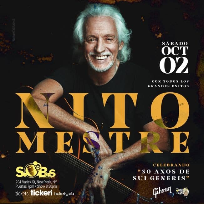 Event - Nito Mestre en New York (La Voz de Sui Generis)          New Date // 2 de Oct 2021 - New York, New York - October 2, 2021 | concert tickets