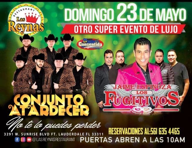 Event - Conjunto Atardecer y Jaime Espinoza y Los Fugitivos en Vivo! - Fort Lauderdale, Florida - May 23, 2021 | concert tickets