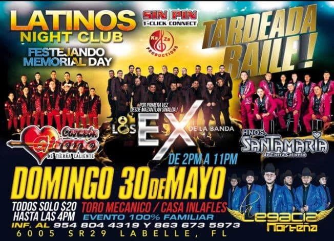 Event - Corazon Gitano, Los Ex De La Banda, Hermanos Santa Maria de TC y La Legacia Norteña en Vivo! - LaBelle, Florida - May 30, 2021 | concert tickets