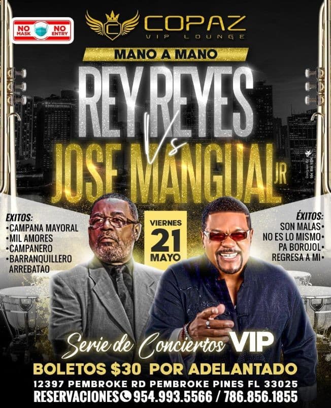 Event - REY REYES & JOSE MANGUAL JR. - PEMBROKE PINES, Florida - May 21, 2021 | concert tickets