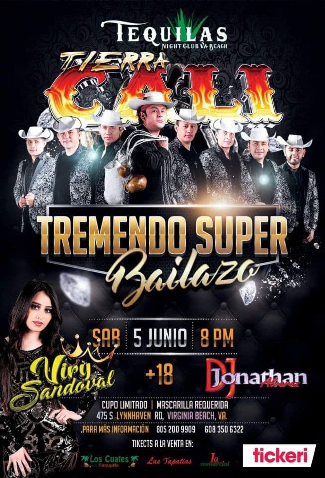 Event - Tremendo Super Bailazo con Tierra Cali y Viry Sandoval en Vivo! - Virginia Beach, Virginia - June 5, 2021 | concert tickets