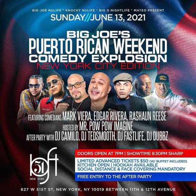 Event - Official Puerto Rican Day Parade After Party Comedy Explosion DJ Camilo Live At Loft 51 Rooftop - New York, New York - June 13, 2021 | concert tickets