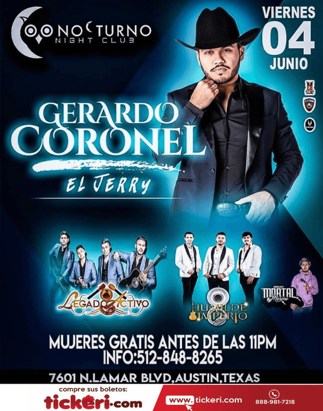 Event - GERARDO CORONEL - EL JERRY - Austin, Texas - June 4, 2021 | concert tickets