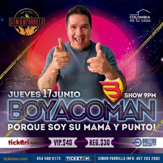 Event - Comedia desde Colombia con Boyacoman "Porque Soy Su Mama y Punto" en Orlando! - Orlando, Florida - June 17, 2021 | concert tickets
