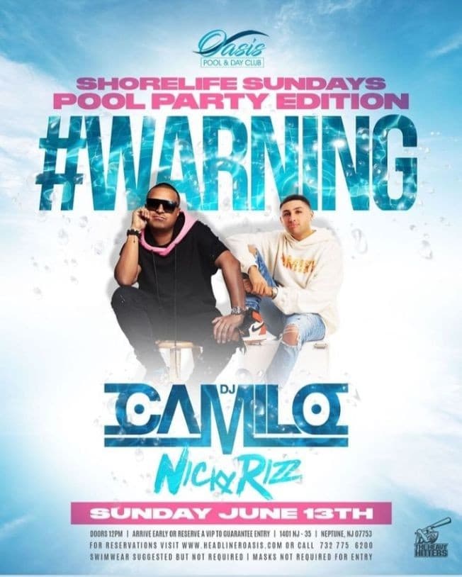 Event - Shore Life Sundays Pool Party Edition DJ Camilo Live At Oasis Pool & Day Club - Neptune City, New Jersey - June 13, 2021 | concert tickets