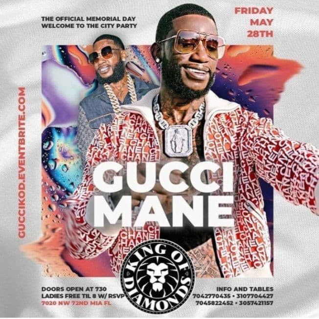 Event - Memorial Day Weekend Gucci Mane Live At KOD Miami - Miami, Florida - May 28, 2021 | concert tickets