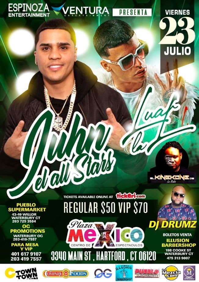 Event - Juhn El All Star y Luar La L En Vivo en Plaza Mexico! - Hartford, Connecticut - July 23, 2021 | concert tickets