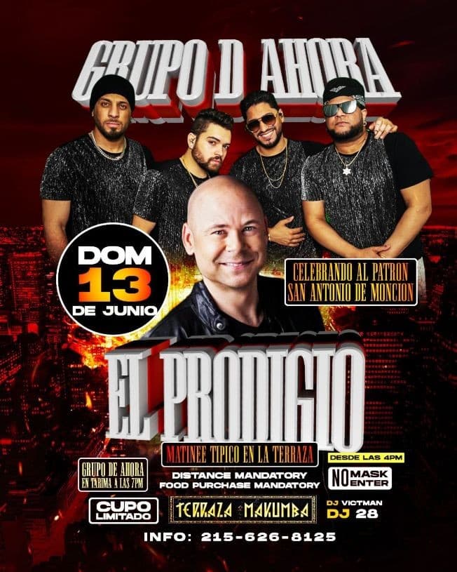 Event - Celebrando al Patron San Antonio de Moncion: El Prodigio y Grupo D'Ahora en Vivo! - Philadelphia, Pennsylvania - June 13, 2021 | concert tickets