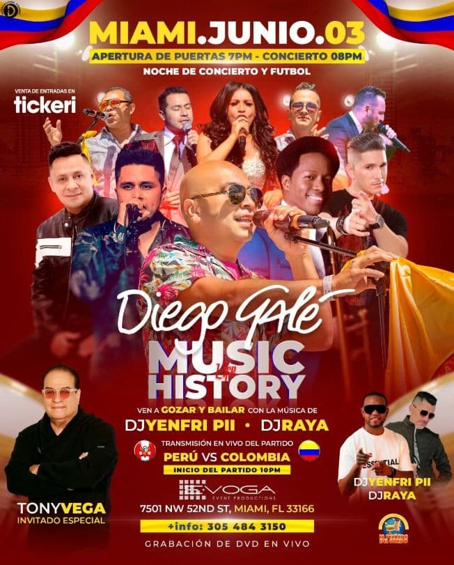 Event - Diego Gale Music History en Vivo! Noche de concierto y futbol - Miami, Florida - June 3, 2021 | concert tickets