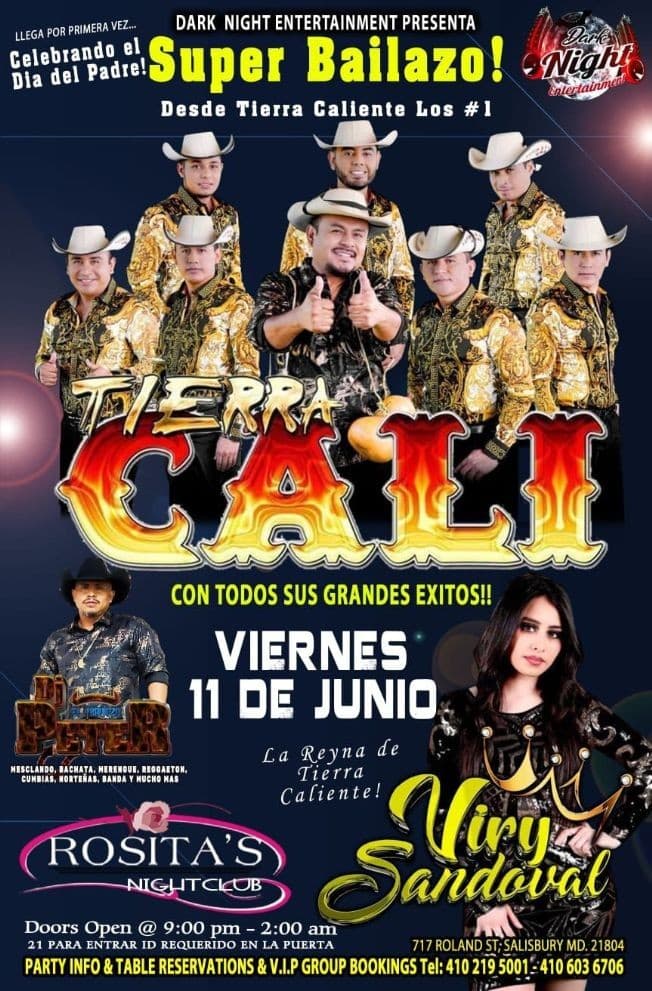 Event - Celebrando el Dia del Padre: Super Bailazo con Tierra Cali y Viry Sandoval en Vivo! - Salisbury, Maryland - June 11, 2021 | concert tickets