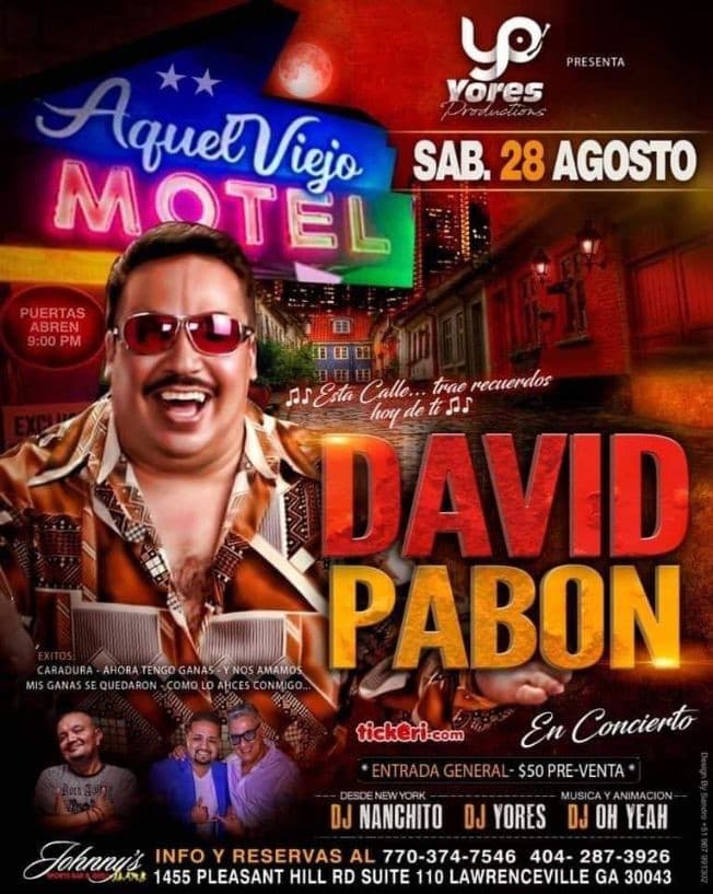 Event - DAVID PABON EN VIVO! - Lawrenceville, Georgia - August 28, 2021 | concert tickets