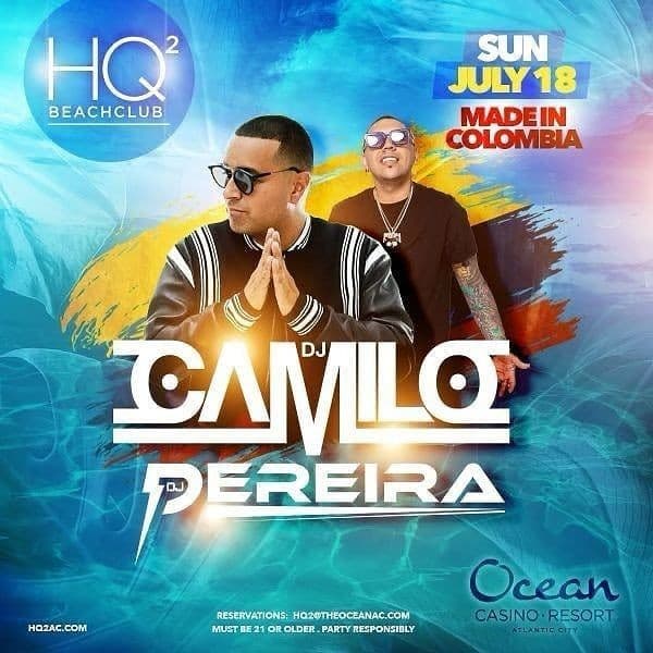 Event - Made In Colombia Pool Party DJ Camilo Live At HQ2 Beachclub - Atlantic City, New Jersey - July 18, 2021 | concert tickets
