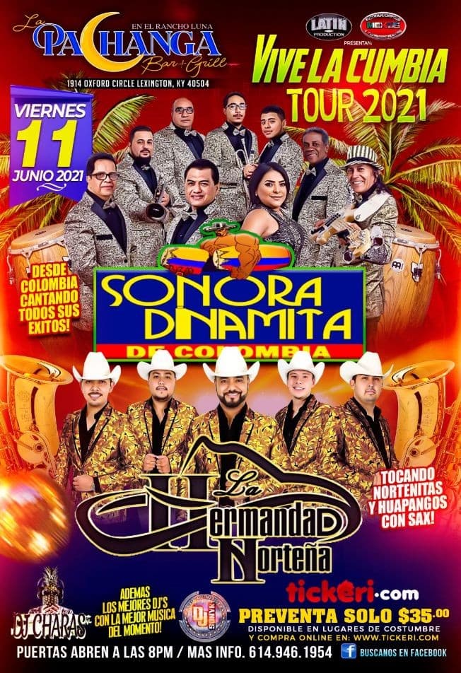 Event - La Sonora Dinamita y La Hermandad Nortena Tour 2021 - Lexington, Kentucky - June 11, 2021 | concert tickets