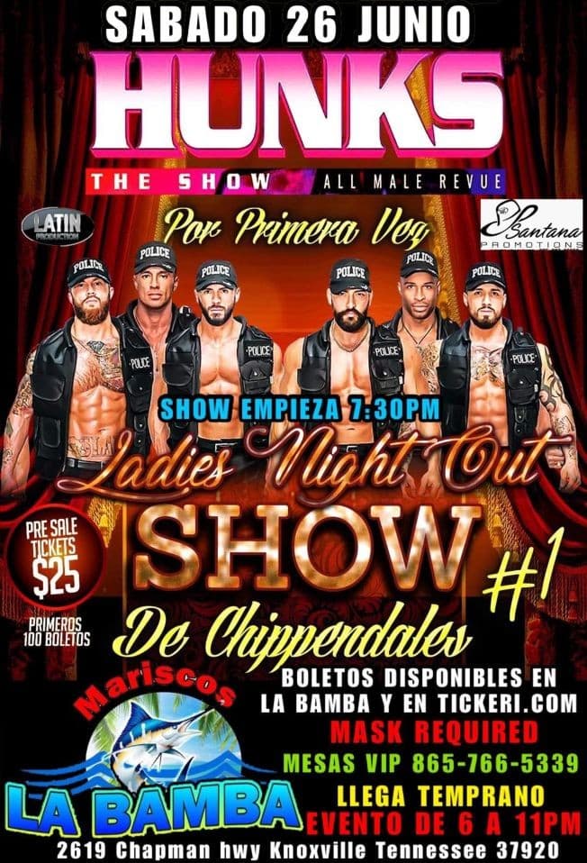 Event - Hunks the show at La Bamba - Knoxville, Tennessee - June 26, 2021 | concert tickets