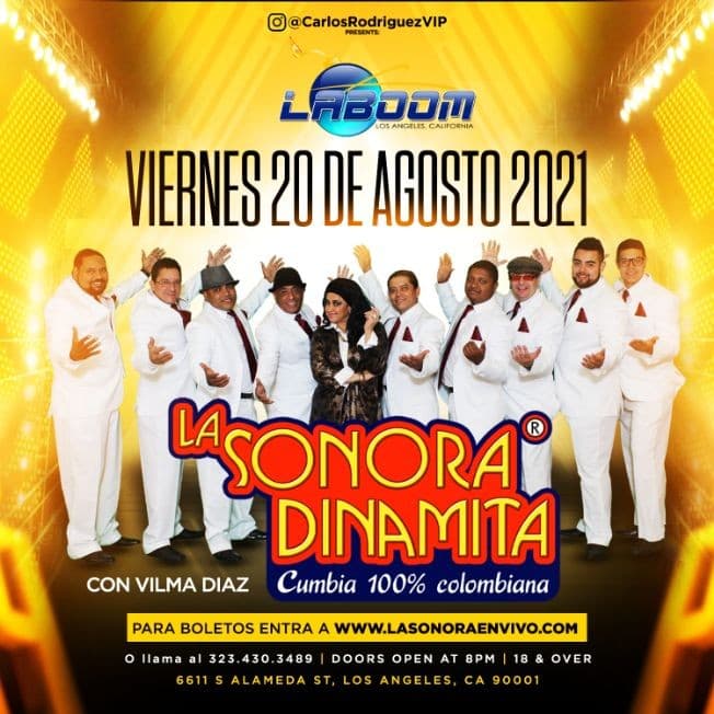 Event - LA SONORA DINAMITA en LA BOOM!! - Los Angeles, California - August 20, 2021 | concert tickets