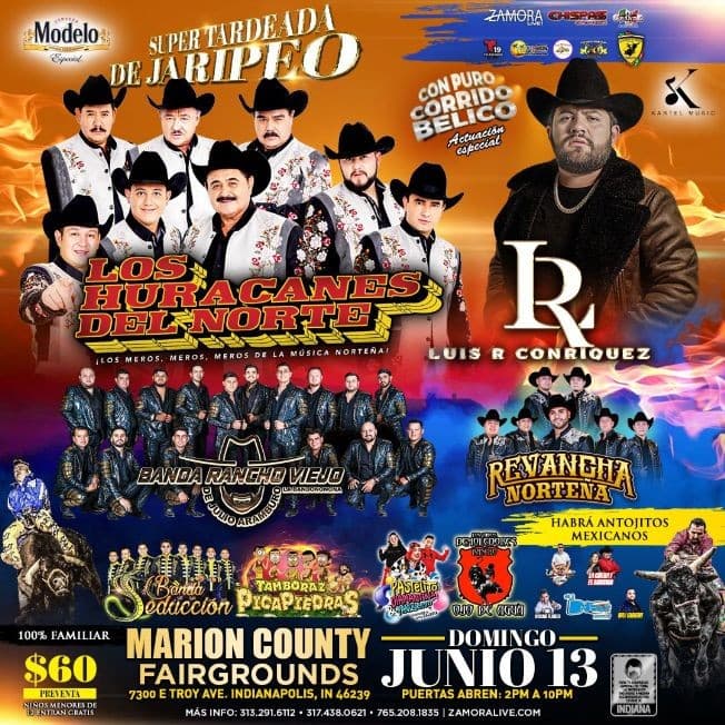Event - Los Huracanes del Norte, Banda Rancho Viejo, Revancha Norteña, Banda Seduccion en Vivo! - Indianapolis, Indiana - June 13, 2021 | concert tickets