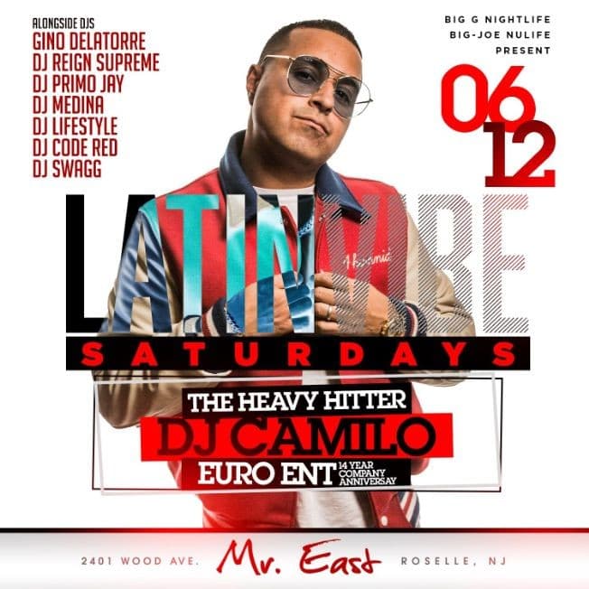 Event - Latin Vibe Saturdays Pre Puerto Rican Day Parade DJ Camilo Live At Mister East - Roselle, New Jersey - June 12, 2021 | concert tickets