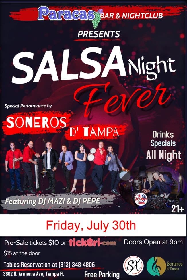 Event - Salsa Night Fever with Soneros D' Tampa at Paracas Bar & Nightclub - Tampa, Florida - July 30, 2021 | concert tickets