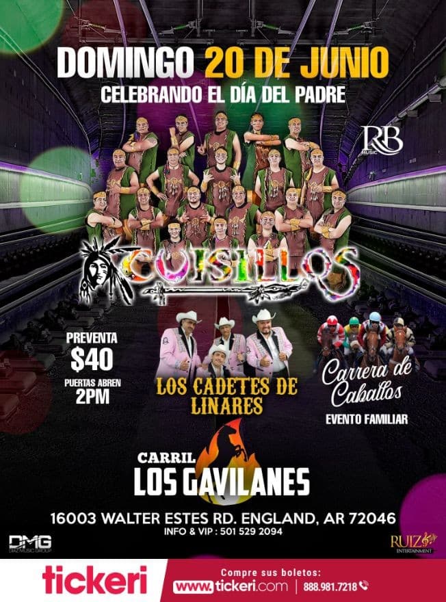 Event - Celebrando el Dia del Padre: Cuisillos y Los Cadetes de Linares en Vivo! - England, Arkansas - June 20, 2021 | concert tickets