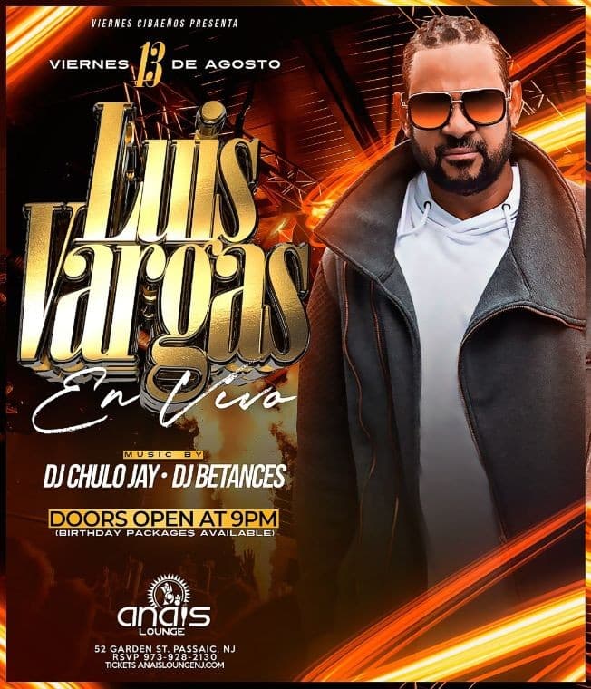 Event - Luis Vargas El Rey Supremo en Vivo! - Passaic, New Jersey - August 13, 2021 | concert tickets