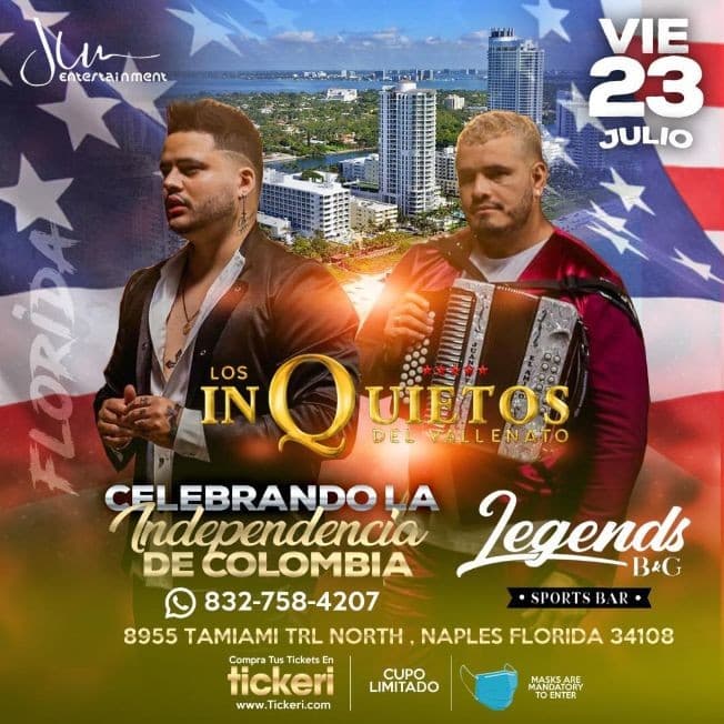 Event - LOS INQUIETOS DEL VALLENATO EN NAPLES FLORIDA - Naples, Florida - July 23, 2021 | concert tickets