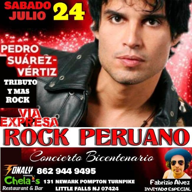 Event - CONCIERTO TRIBUTO A PEDRO SUAREZ VERTIZ Y MAS ROCK PERUANO - Little Falls, New Jersey - July 24, 2021 | concert tickets