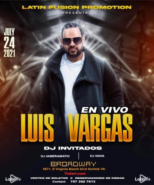 Event - Luis Vargas - Norfolk, Virginia - July 24, 2021 | concert tickets