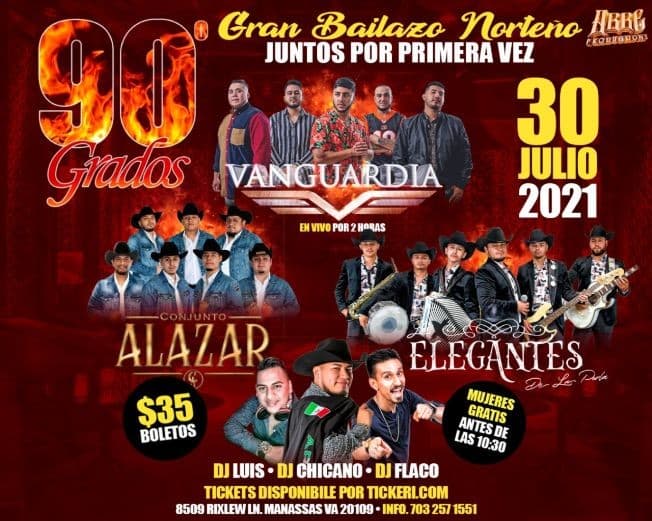 Event - Grupo Vanguardia @ 90 Grados- Manassas, Virginia - Manassas, Virginia - July 30, 2021 | concert tickets