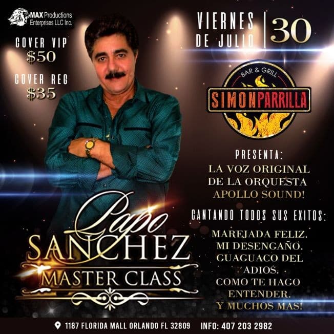 Event - Papo Sanchez, Master Class! - Orlando, Florida - July 30, 2021 | concert tickets