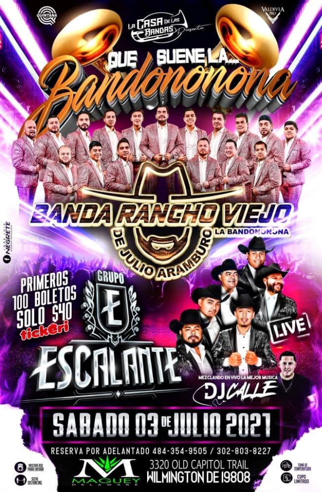 Event - BANDA RANCHO VIEJO Y GRUPO ESCALANTE - Wilmington, Delaware - July 3, 2021 | concert tickets