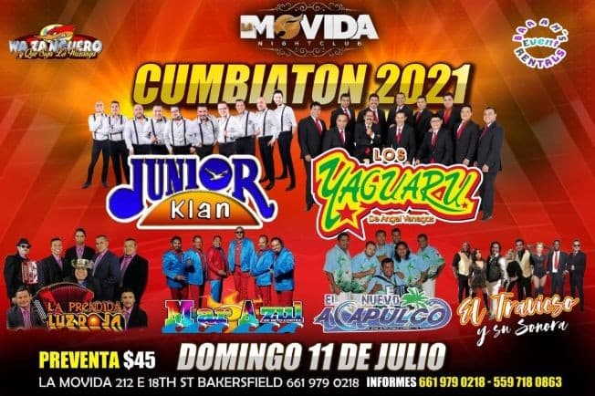 Event - CUMBIATON 2021-LA MOVIDA BAKERFIELD CA - Bakersfield, California - 11 de julio de 2021 | concert tickets