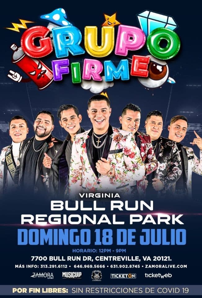 Event - GRUPO FIRME EN CONCIERTO - Centreville, Virginia - 18 de julio de 2021 | concert tickets