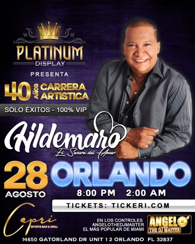 Event - Hildemaro - Orlando Florida Sábado 28 de agosto 2021 - Orlando, Florida - August 28, 2021 | concert tickets
