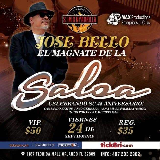 Event - JOSE BELLO EL MAGNATE DE LA SALSA - Orlando, Florida - 24 de septiembre de 2021 | concert tickets