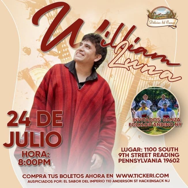 Event - William Luna en Delicias del Campo Reading Pennsylvania - Reading, Pennsylvania - July 24, 2021 | concert tickets