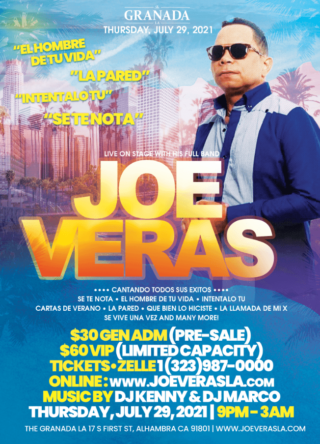 Event - Joe Veras Bachata Concert - Los Angeles, CA - The Granada LA - Alhambra, California - July 29, 2021 | concert tickets