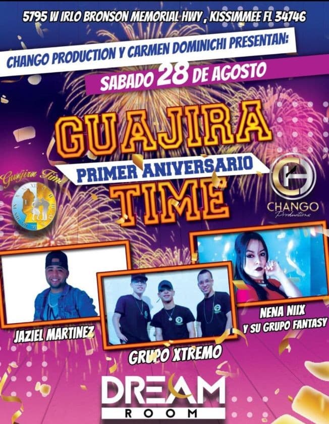 Event - GUAJIRA TIME 1er ANIVERSARIO - Kissimmee, Florida - August 28, 2021 | concert tickets