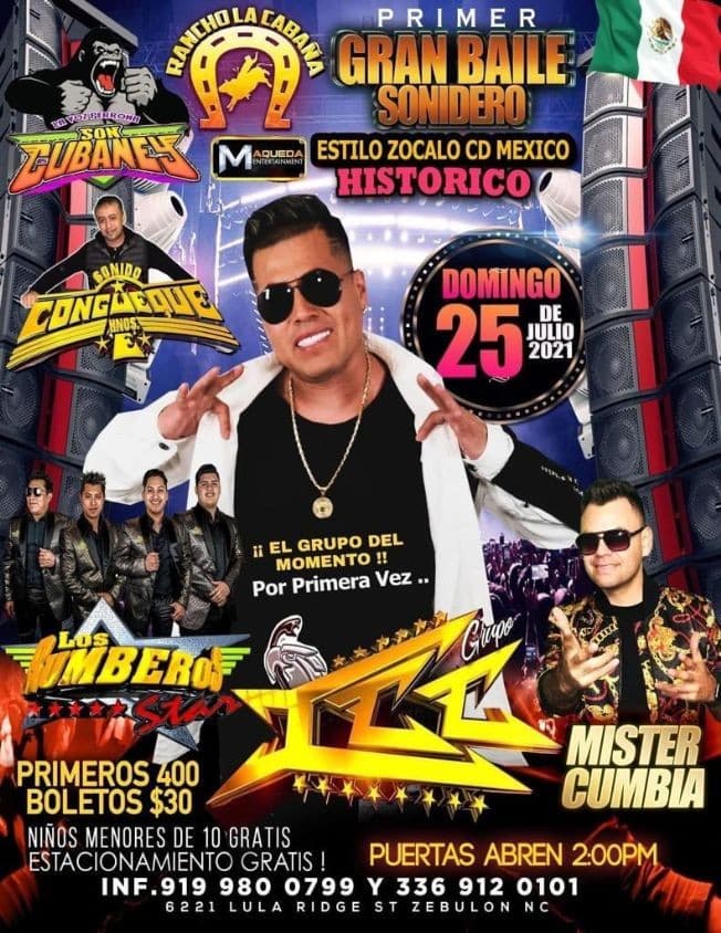 Event - GRUPO ICC, SON CUBANEY, LOS RUMBEROS STAR, MISTER CUMBIA - Zebulon, North Carolina - July 25, 2021 | concert tickets