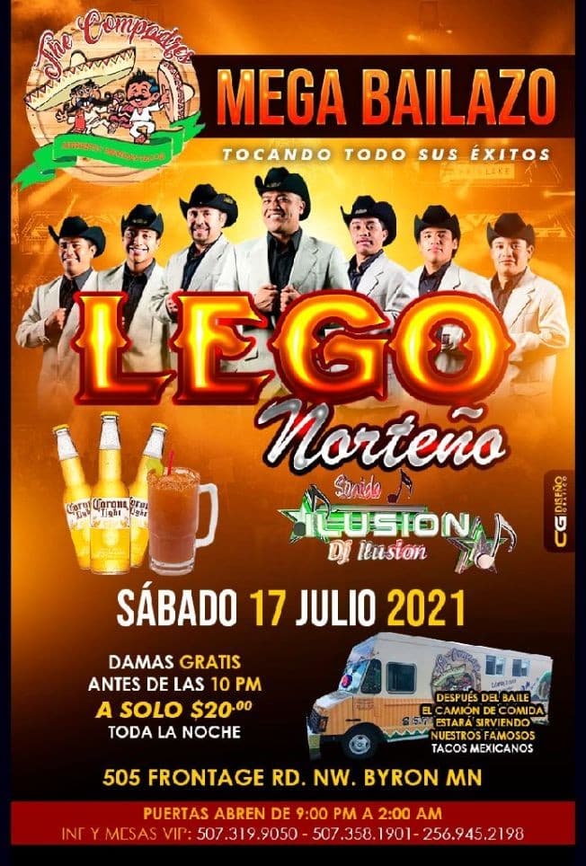 Event - Grupo Lego norteño@thecompadresnightclub.Byron,Mn. - Byron, Minnesota - July 17, 2021 | concert tickets