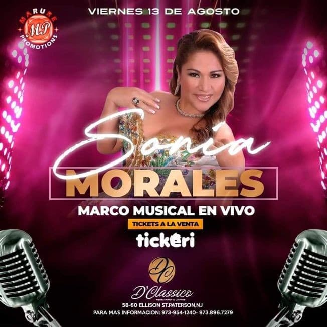 Event - SONIA MORALES EN NEW JERSEY - Paterson, New Jersey - August 13, 2021 | concert tickets