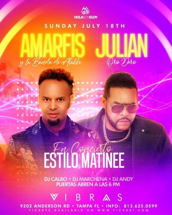 Event - Julian Oro Duro y Amarfis live en concierto - Tampa, Florida - 18 de julio de 2021 | concert tickets