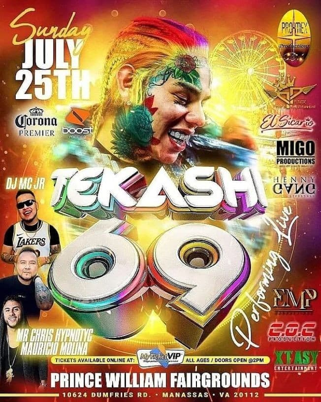 Event - TEKASHI 69 EN MANASSAS VIRGINIA POSTPONED - Manassas, Virginia - July 25, 2021 | concert tickets