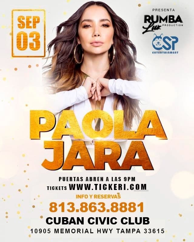 Event - Paola Jara en Tampa (03 SeptIembre) - Tampa, Florida - September 3, 2021 | concert tickets