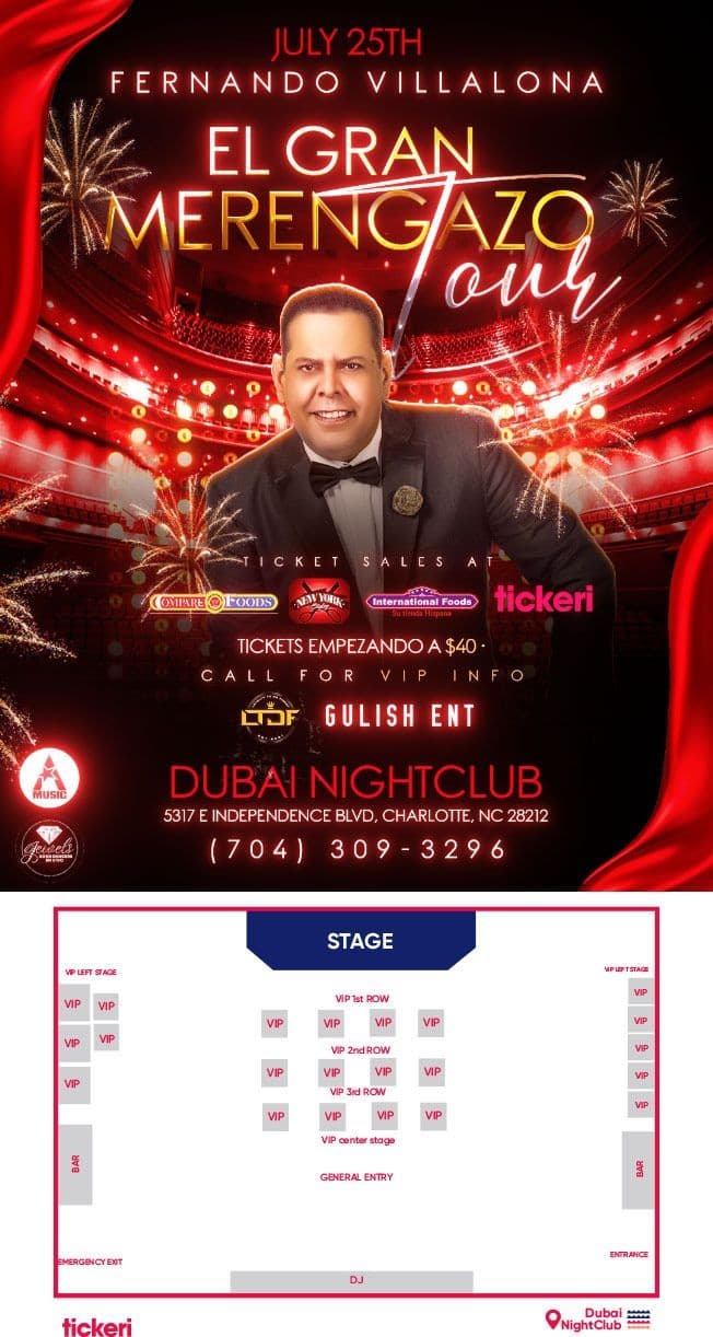 Event - FERNANDO VILLALONA EL GRAN MERENGAZO TOUR-CHARLOTTE - Charlotte, North Carolina - July 25, 2021 | concert tickets