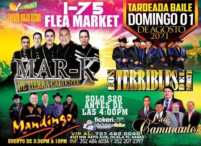 Event - LA MAR-K DE TIERRA CALIENTE, LOS TERRIBLES DEL NORTE, GRUPO MANDINGO, LOS CAMINANTES EN CONCIERTO ! OCALA FLORIDA - Ocala, Florida - August 1, 2021 | concert tickets